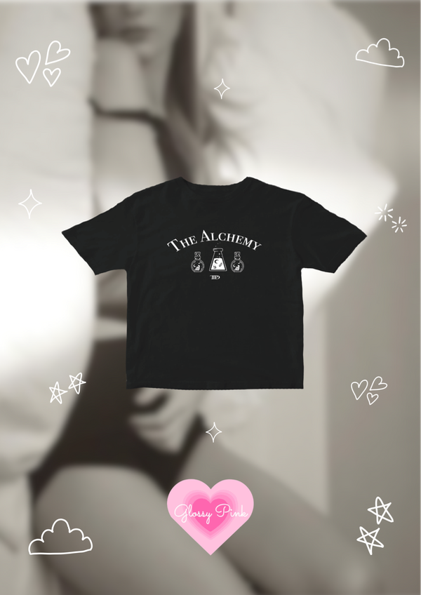 Baby tee negra the alchemy algodón