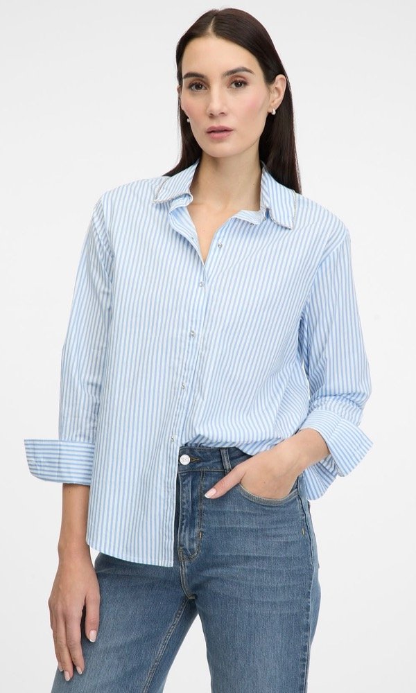 Producto - Camisa Celeste Rayada Clásica 100 Algodón Denmark