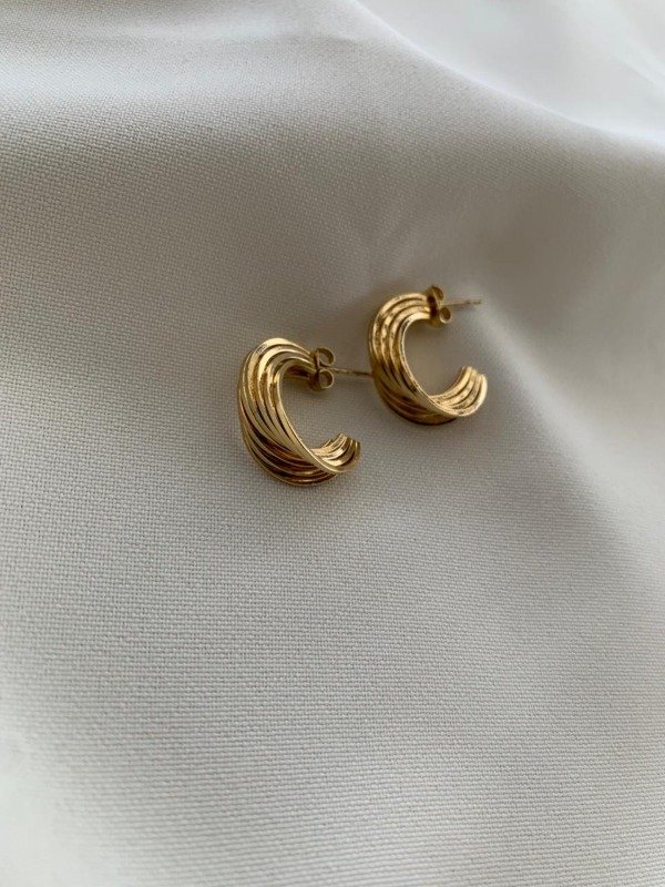 Producto - Aros pasantes semi argollas 18mm - Acero dorado