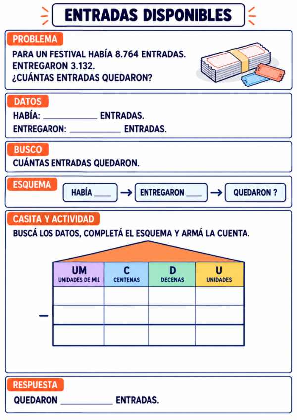 Producto - Resuelvo con casitas: Sumas y Restas con Números de 4 Cifras - 7