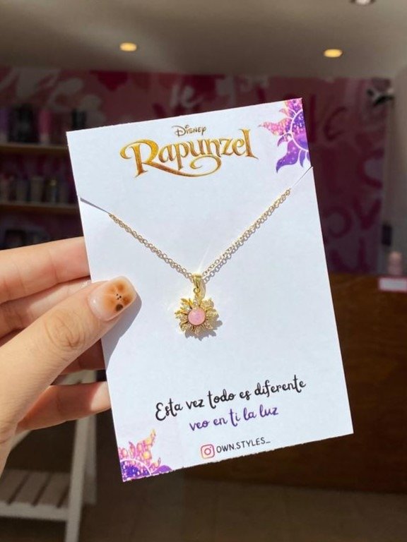 Producto - COLLAR RAPUNZEL SOL GIRATORIO DORADO ROSA