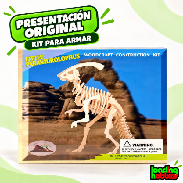 Producto - Dinosaurio Parasaurolophus En Madera Rompecabeza 3d De Encastre J003 - 4