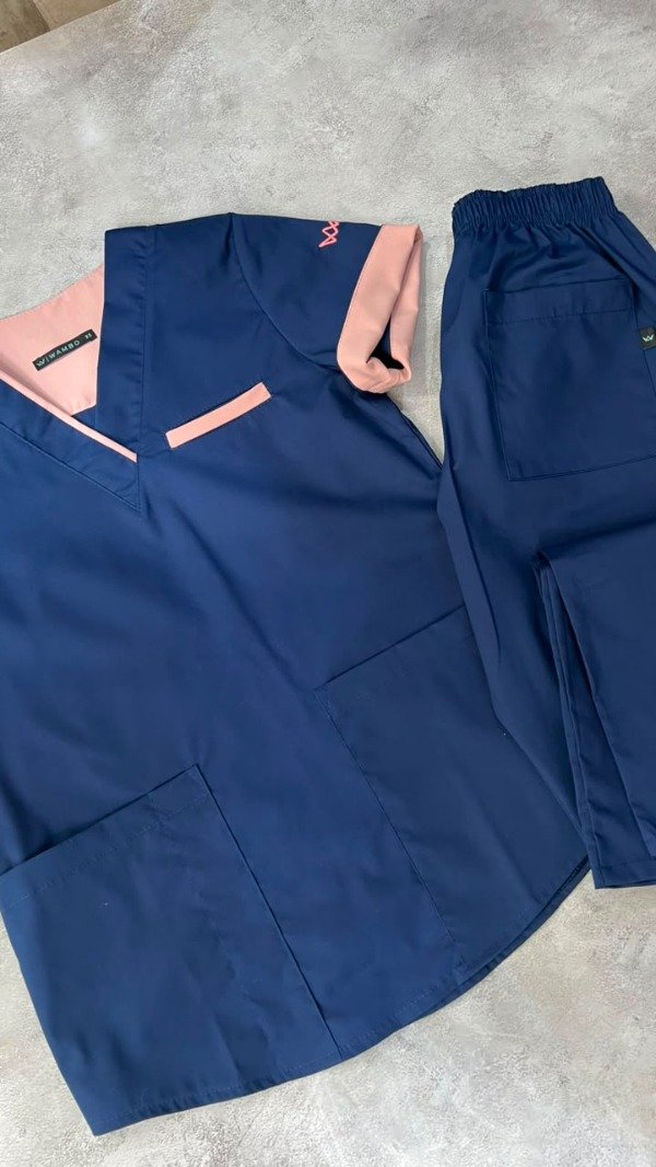 Producto - AMBO INDIGO SPANDEX (Azul detalle Rosa) - 1