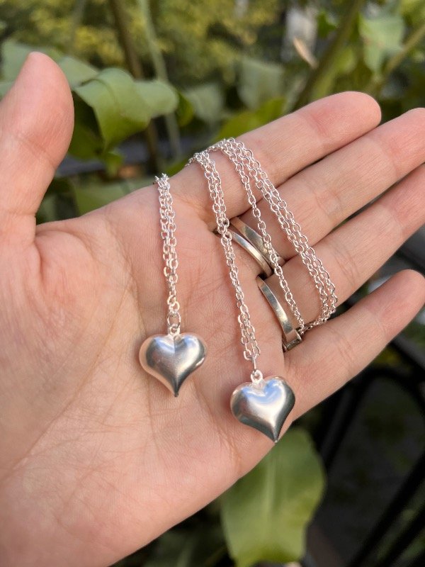 Producto - 2 collares acero blanco corazón