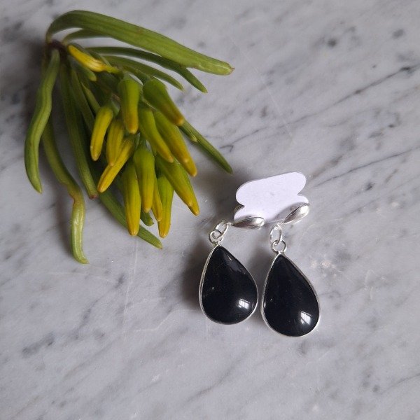 Producto - Aros Gota Obsidiana