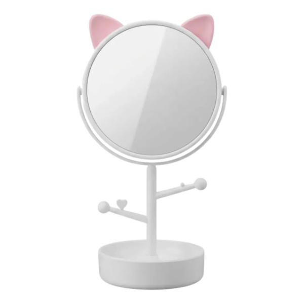 Producto - Espejo Redondo Oreja De Gato Maquillaje Joyero Con Alhajero - 0