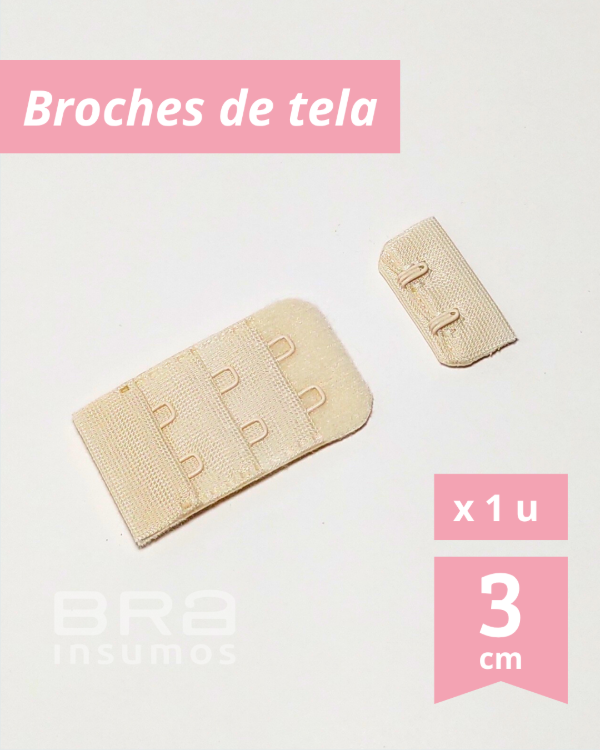 Producto - Broche de Tela de 3 cm, 2x3 Posiciones - Hueso (x Unidad)