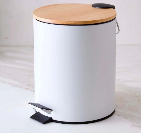 Producto - Cesto de residuos 5 litros BLANCO tapa de bambú