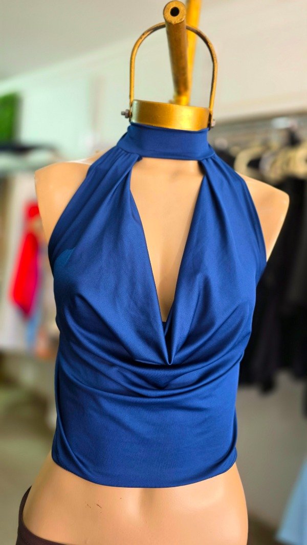 Producto - TOP FRUNCE BUCHE PARA ATAR AZUL