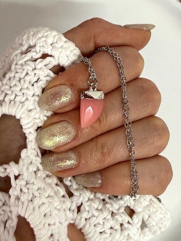 Producto - C420 Collar acero quirúrgico piedra color salmón 45 cm