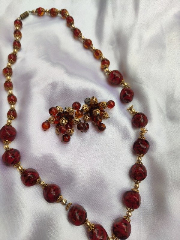 Producto - Set Aros y Collar Marrón y Dorado