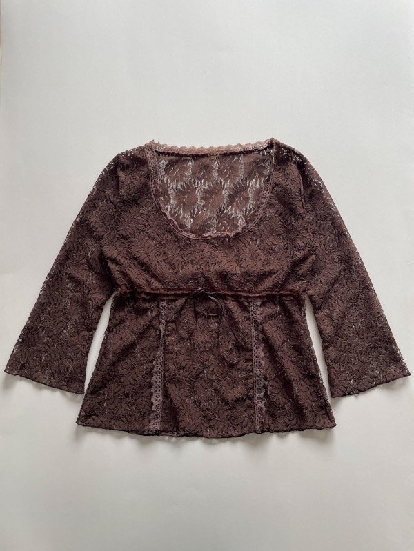 Producto - remera encaje marron - 0