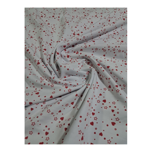 Producto - Algodón con lycra estampado corazones y estrellas rojas
