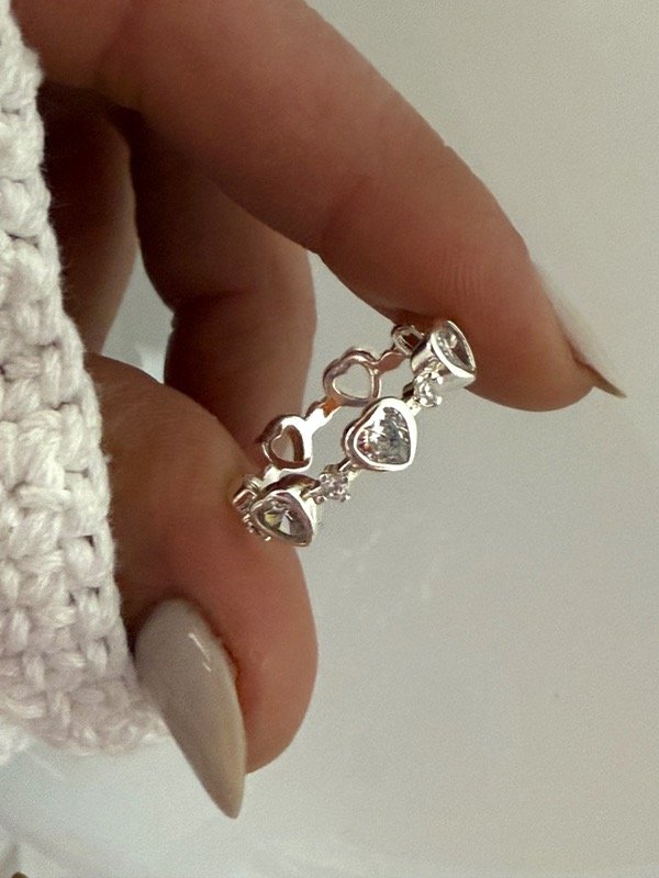 Producto - NB752 Anillo corazones con cubik cristal