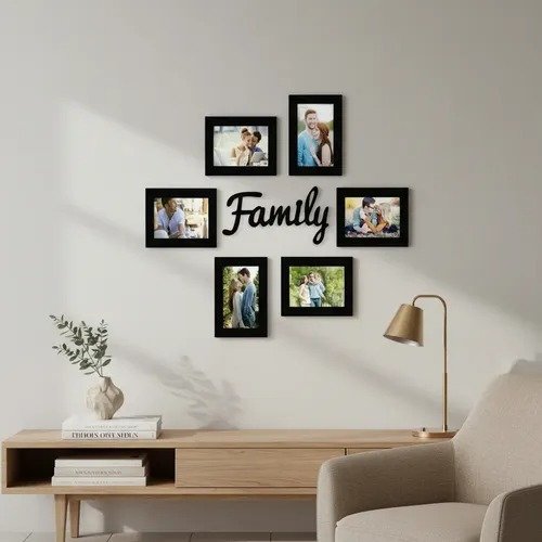 Producto - 6 Portaretratos Frase Family Fibrofacil Calado - 90x85 - 0