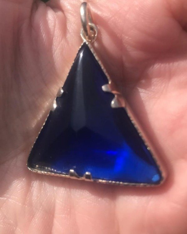 Producto - DIJE ANDARA TRIÁNGULO FACETADO AZUL ELÉCTRICO PLATA 925 - 2