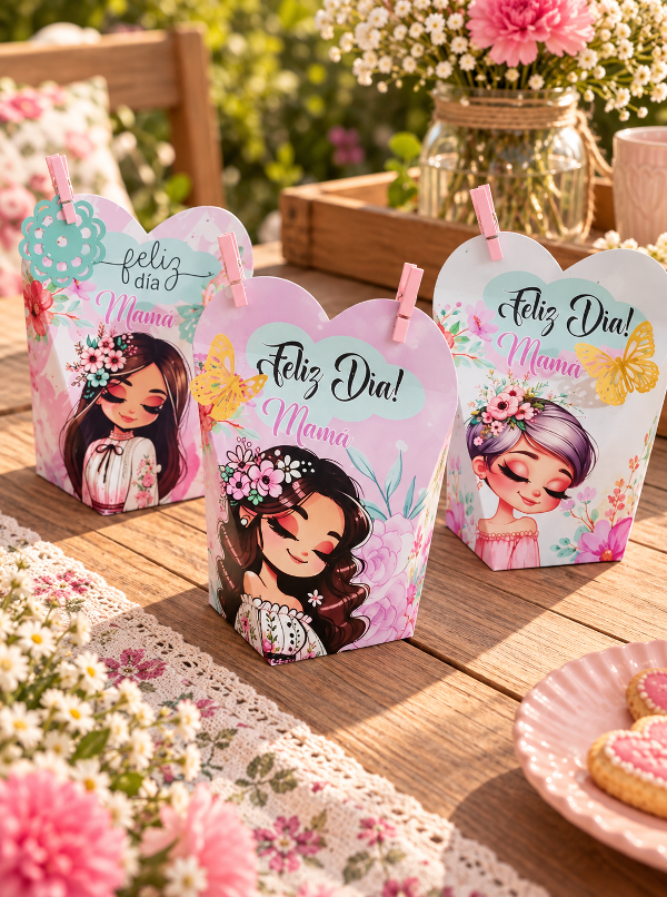 Producto - 9 Cajas Alta Corazón Mamá Floral para imprimir - 0