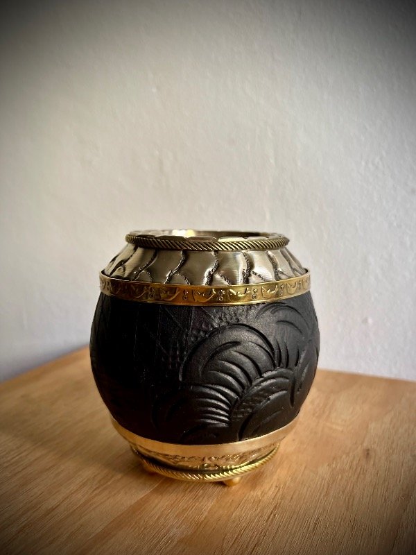 Producto - Mate torpedo ROMA exclusivo, Doble aro de bronce + fleje. Base bolitas de bronce - 1