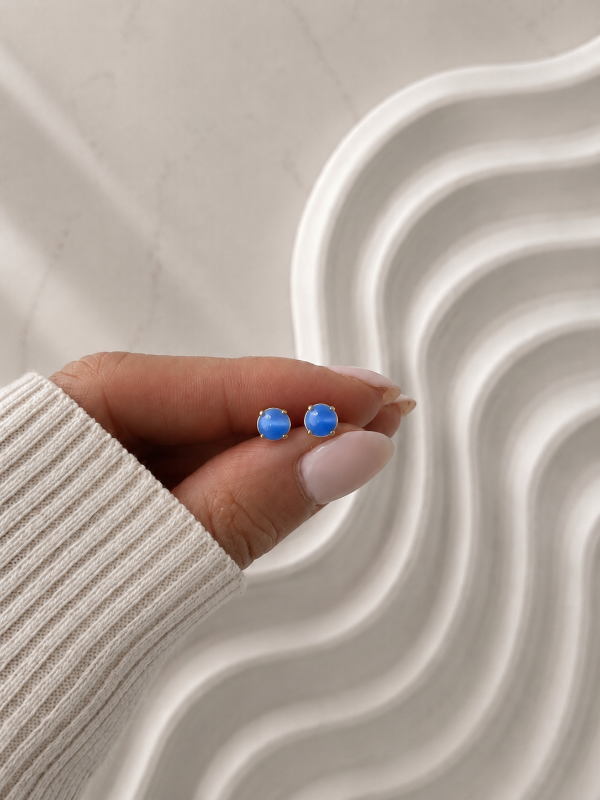 Producto - ABRIDORES DE PLATA PIEDRA OJO DE GATO AZUL 1541
