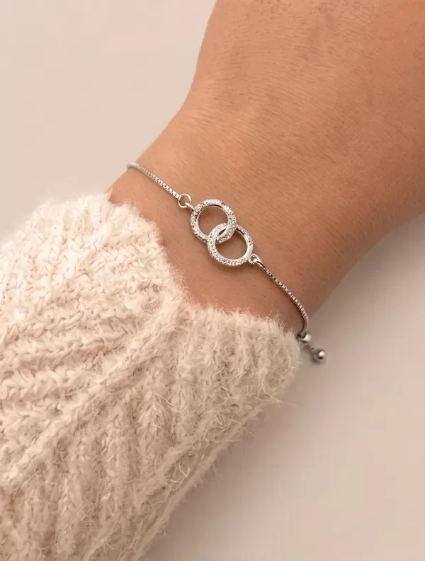 Producto - Pulsera Regulable Círculos Enlazados Plateada - 1