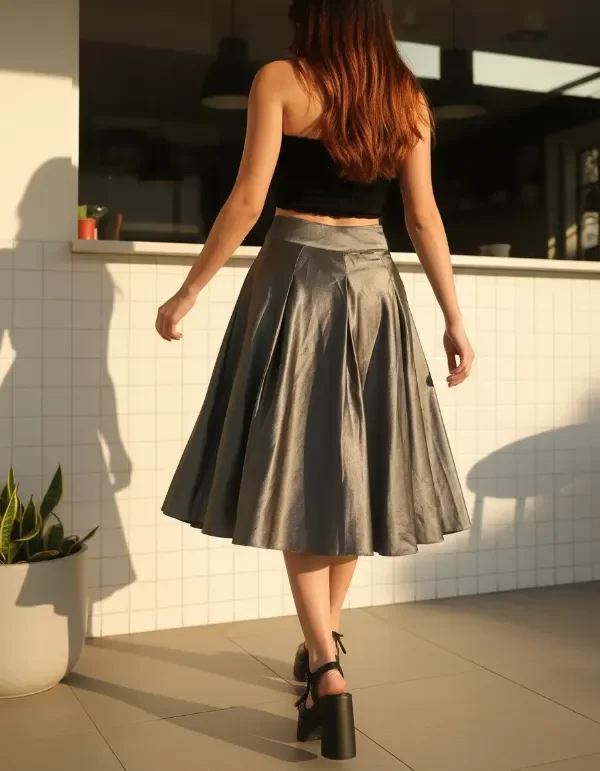 Producto - Pollera Plato circular pin up Retro Gris plomo - 2