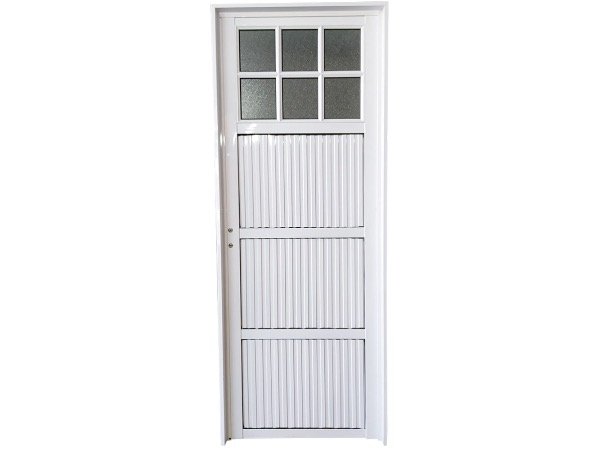 Producto - PUERTA DE ALUMINIO BLANCO 1/4 DE VIDRIO ACANALADA
