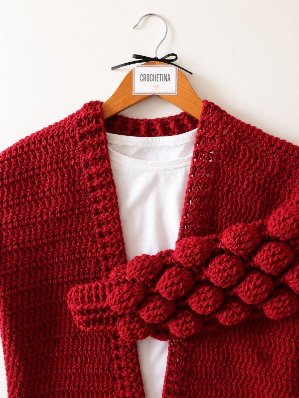 Cárdigan burbujas rojo rubí — imagen 6