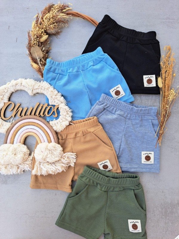 Producto - Short bebe varon waffle liso beige