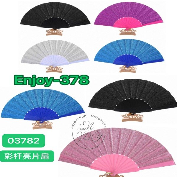 Producto - packX12 ABANICOS COLORES CON BRILLOS ENJOY378