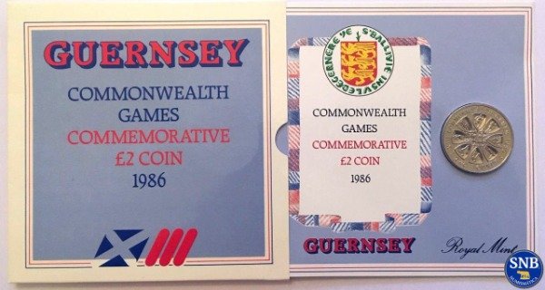 Producto - Guernsey - 2 Libras (1986) KM #48.b Juegos d ela Commonwealth - Blíster