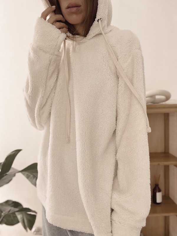 Producto - HOODIE OVERSIZED CORDERITO Off White - 1