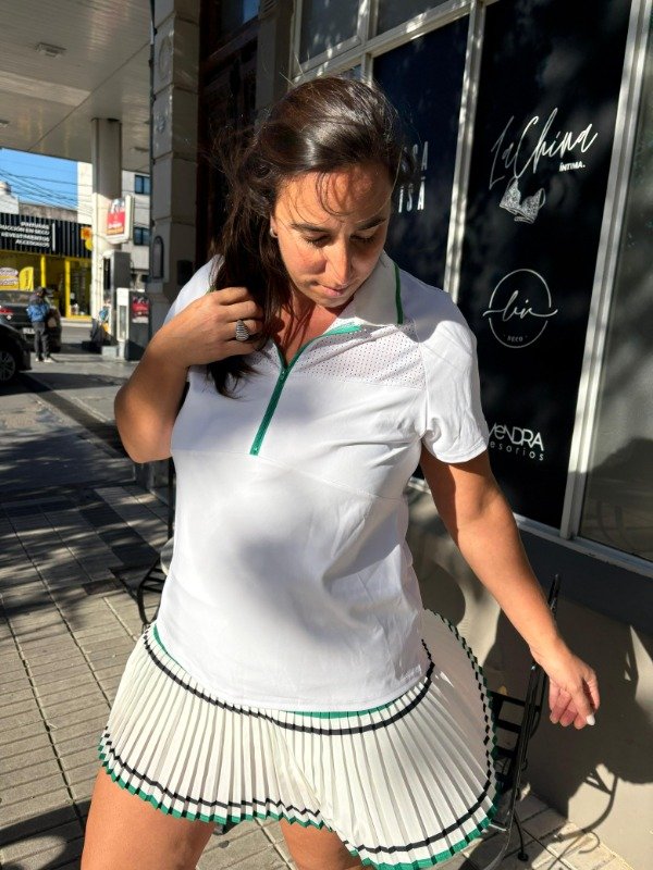 Producto - Pollera tableada blanca
