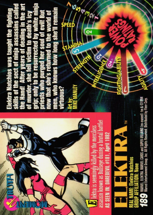Producto - 1994 Fleer Marvel Universe  #189 - Elektra SV - 1