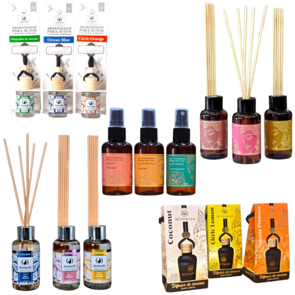 Producto - Kit Emprendedor Difusor Aromatizante Textil, Hogar y Auto (15 Articulos)