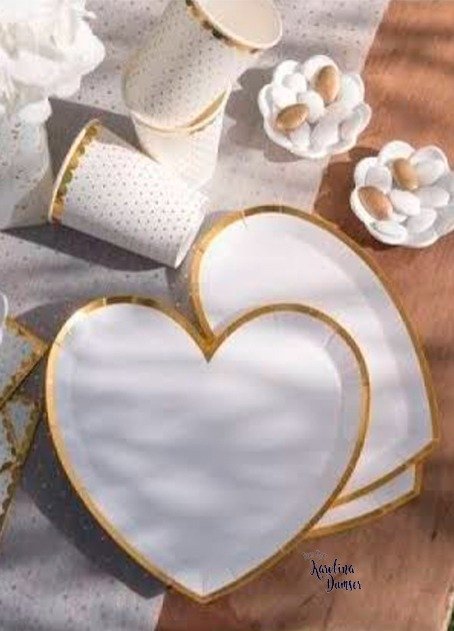 Producto - Plato Polipapel Corazón Blanco por 5 unid.