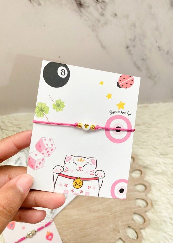 Producto - Pulsera rosa lucky corazón