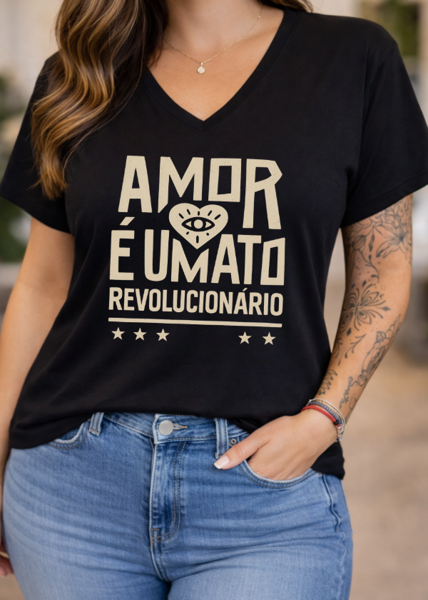 Producto - Remera de Algodon escote V Negro (447)