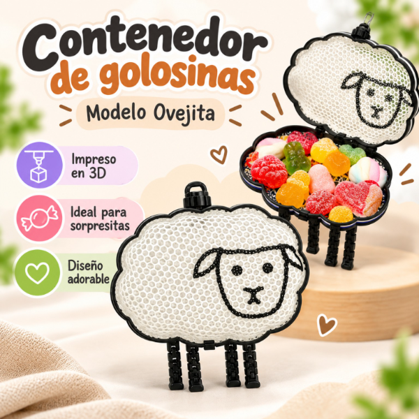 Producto - Contenedor de Golosinas Ovejita 3D