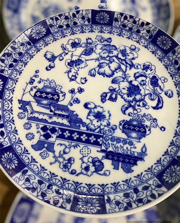 Producto - juego de 6 platos playos Porcelana Tsuji Old Blue