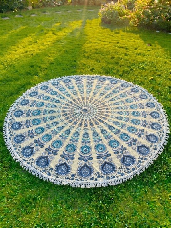 Producto - Manta circular blanco, azul y celeste - 0