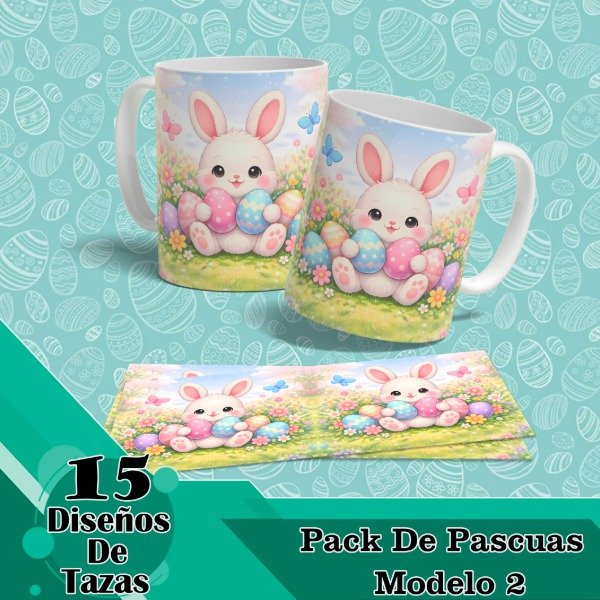 Producto - Diseños Digitales / Plantillas Para Tazas De Conejitos Pascuas M2