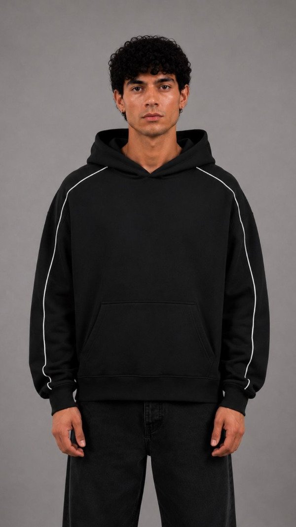 Producto - Buzo Oversize Negro C/Linea