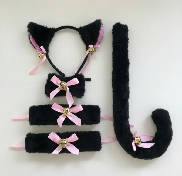 Producto - conjunto de gato neko muñequeras Negro