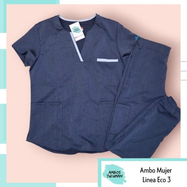 Producto - Ambo Eco 3 Azul Símil Jean Con Celeste