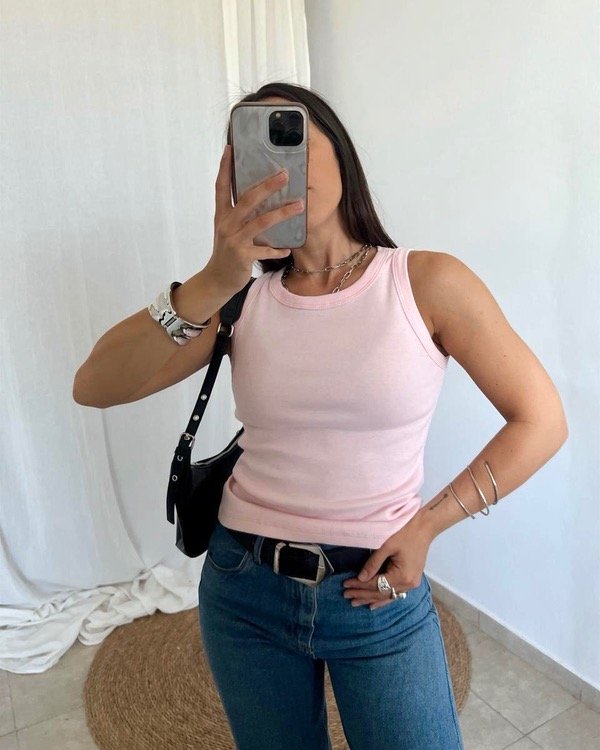 Producto - Musculosa de algodón rosa pastel - 1