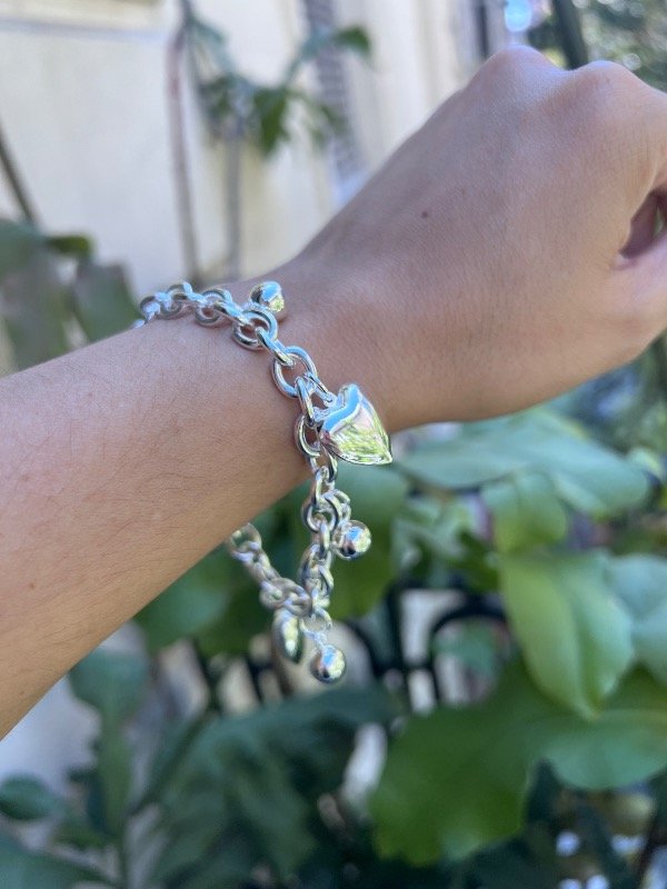 Producto - 1 pulsera acero blanco dijes corazón