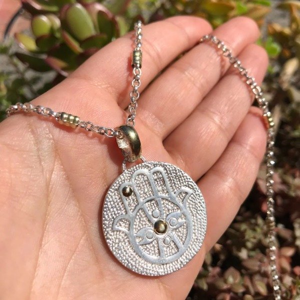 Producto - Dije Mano de Fatima Plata y Oro