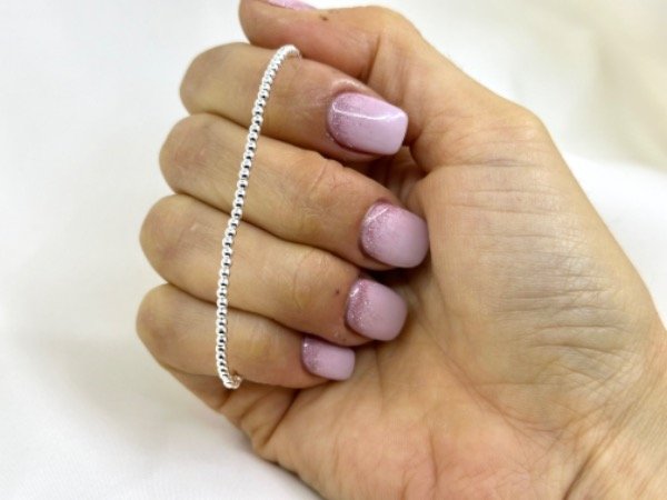 Producto - Pulsera con bolitas de plata de 2 mm y cierre mosquetón