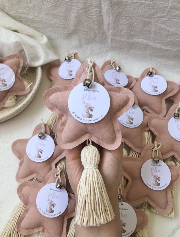 Producto - Souvenir estrella de tela color rosa viejo X 10 unidades