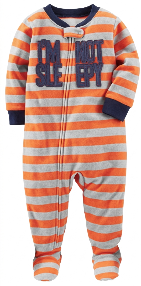 Producto - Enterito Micropolar Bebe Rayado Gris y Naranja SLEEPY
